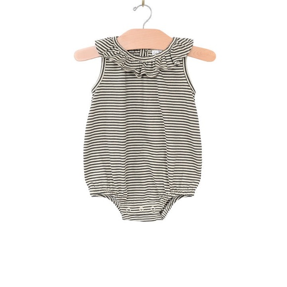 City Mouse Studio Charcoal Frill Romper - Picture 1 of 4